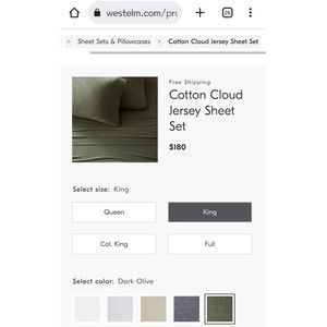 West Elm Cotton Cloud Jersey sheet set King